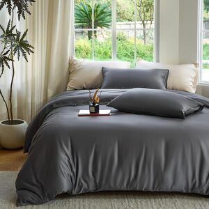 NWT DOZ by Sijo 100% Cotton Duvet Cover 3 PC Set w/2 Shams Storm Gray , King